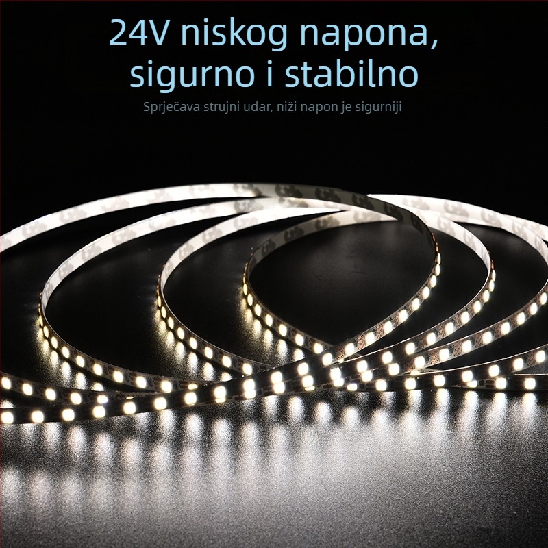 LED traka niskonaponska 24V, širina 5 mm, promjenjiva boja, 120 LED/m, samoljepljiva, unutarnja rasvjeta, trobojno dimiranje