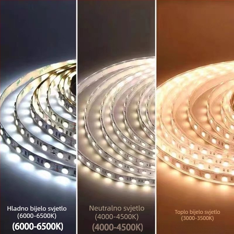 3030 difuzno-reflektivna LED traka s 48 LED, ambijentalno linearno osvjetljenje, 24V, visoka svjetlina, rezanje po svakom LED čipu, nisk napon, 18W/m, širina 12 mm, vodootporna, CRI 90