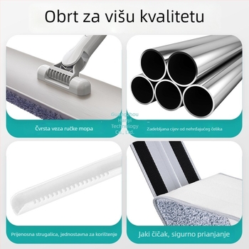 Totole veliki plosnati mop za komercijalnu uporabu – 2024 novi model, jednostavno čišćenje podova za hotele i tvornice