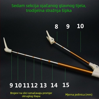 Nehrđajući držač štapa za ribolov, izvlačivi, s klinom u tlo