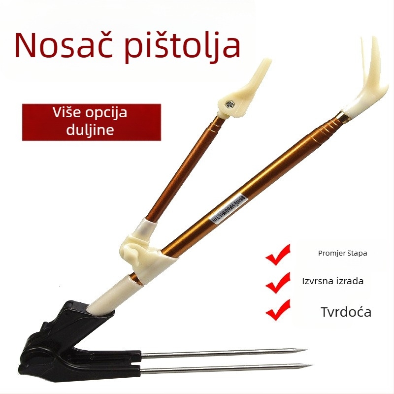 Nehrđajući držač štapa za ribolov, izvlačivi, s klinom u tlo