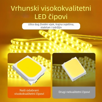 220V vanjska vodootporna LED traka 2835, samoljepljiva, za dekoraciju doma i osvjetljenje stropa te vanjskih zidova