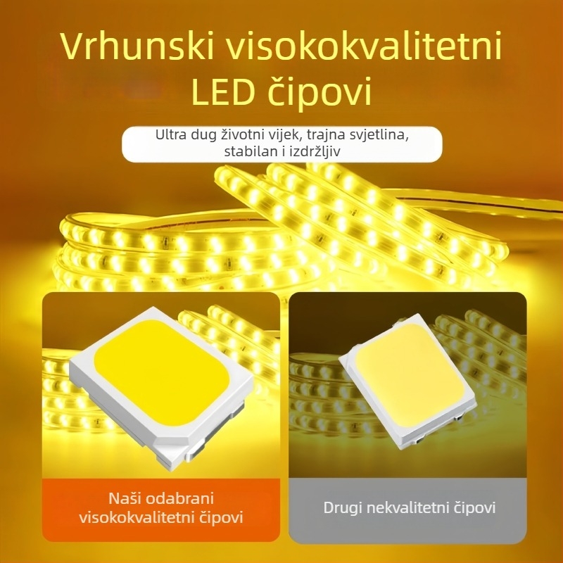 220V vanjska vodootporna LED traka 2835, samoljepljiva, za dekoraciju doma i osvjetljenje stropa te vanjskih zidova