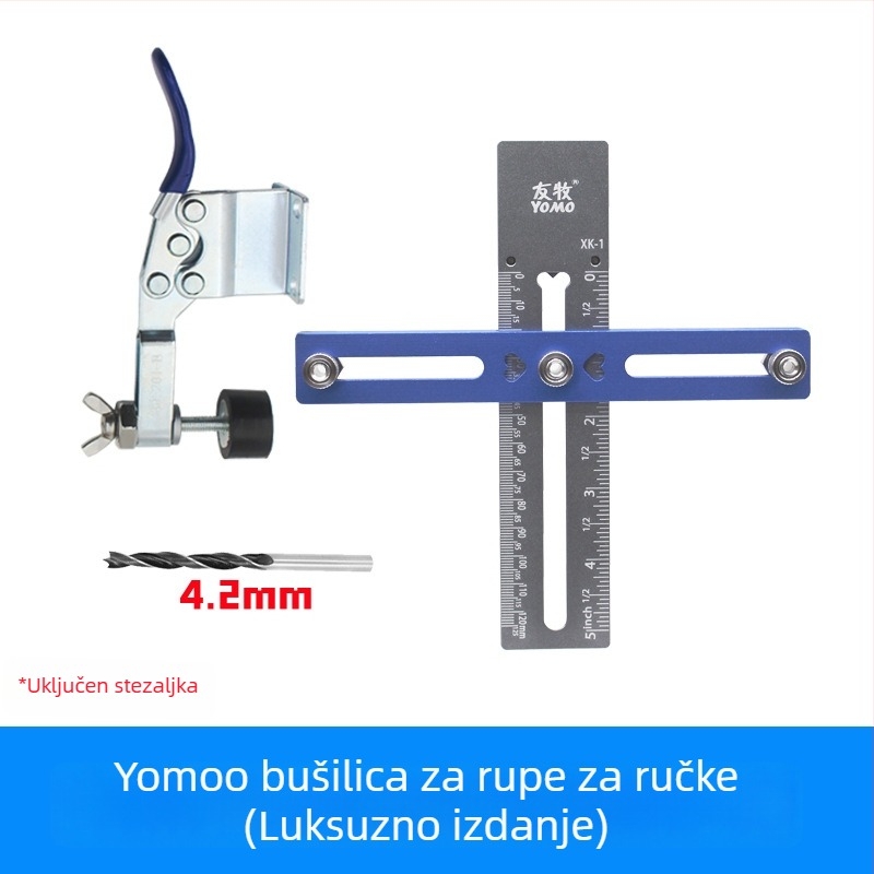 3-dijelni komplet za lociranje rupa za ugradnju ručica na ormare i ladice, alat za obradu drva, aluminijska legura