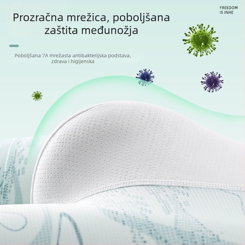 Muške boxerice Ice Silk od poliestera, srednji pojas, prozračne, 7A antibakterijska obrada, geometrijski uzorak, ljeto