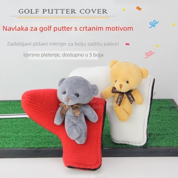 Navlaka za glavu golf-puttera s karikaturnim dizajnom, pletena vuna, dostupna u pet boja