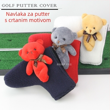 Navlaka za glavu golf-puttera s karikaturnim dizajnom, pletena vuna, dostupna u pet boja