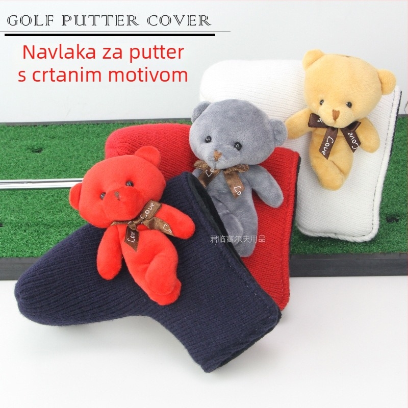 Navlaka za glavu golf-puttera s karikaturnim dizajnom, pletena vuna, dostupna u pet boja