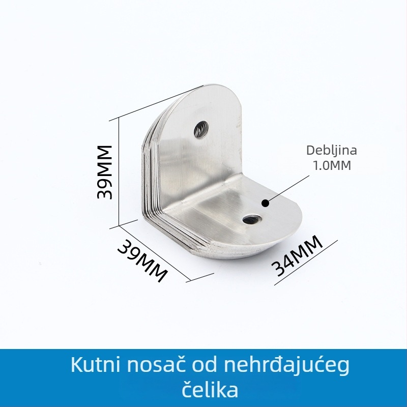 Nerđajući čelični kutni nosač za pregrade javnih zahoda, 90° držač polica.