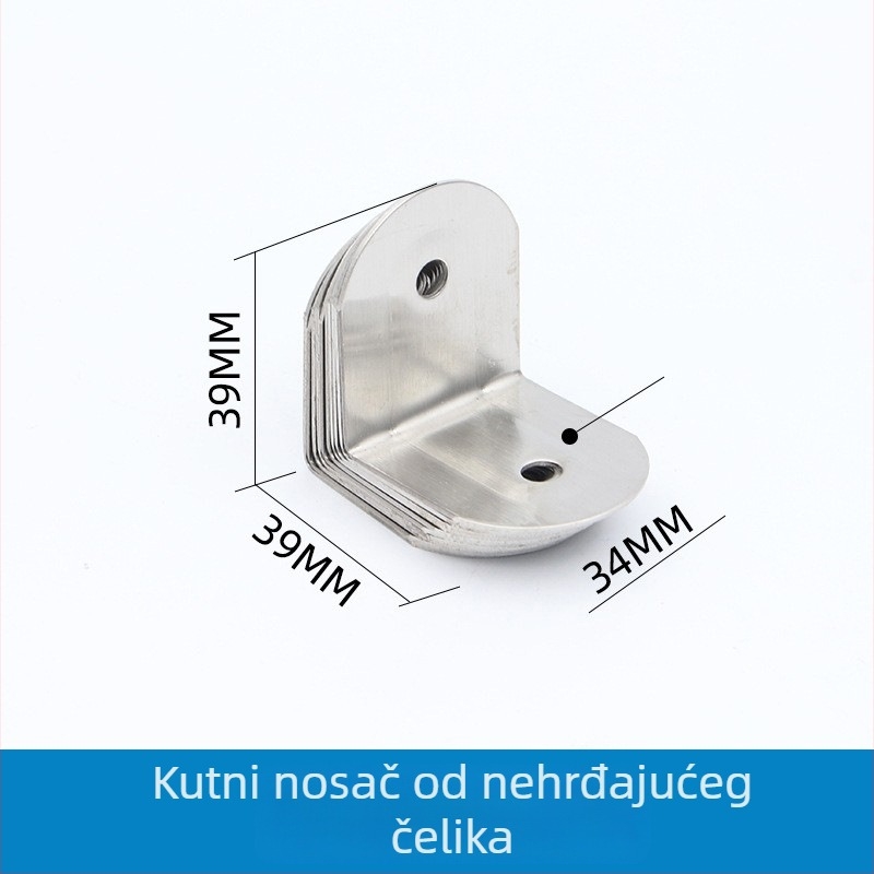 Nerđajući čelični kutni nosač za pregrade javnih zahoda, 90° držač polica.