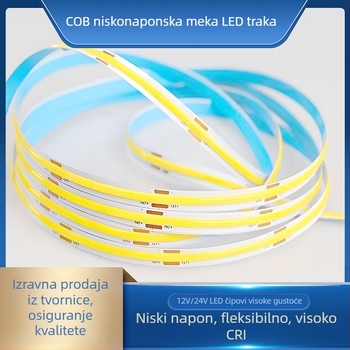 COB LED traka 12V/24V, izuzetno tanka i fleksibilna, bez svjetlosnih mrlja, 320 LED, širina 8 mm, 10 W, nije dimibilna, za garderobe