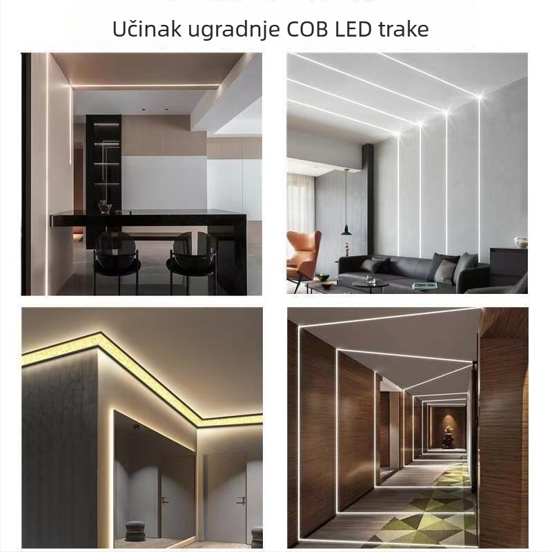 COB LED traka 12V/24V, izuzetno tanka i fleksibilna, bez svjetlosnih mrlja, 320 LED, širina 8 mm, 10 W, nije dimibilna, za garderobe