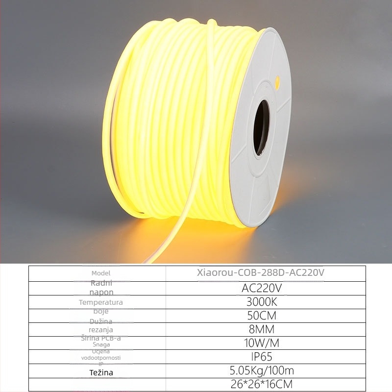 COB LED traka 220V, visok napon, vodootporna linearna rasvjeta za strop dnevnog boravka i spavaće sobe