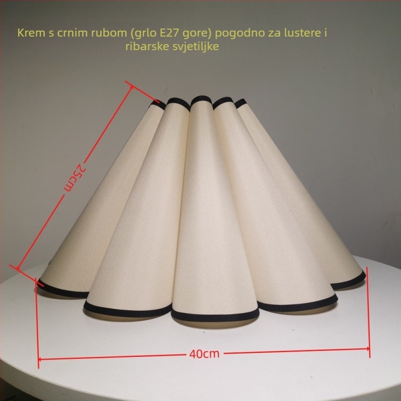 Tekstilni abažur za stolnu i podnu lampu, oblik latica cvijeta, bež boje