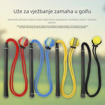 Alat za trening zamaha golfa s mekanom glavom lopte i elastičnim užetom za poboljšanje memorije mišića i korekciju držanja
