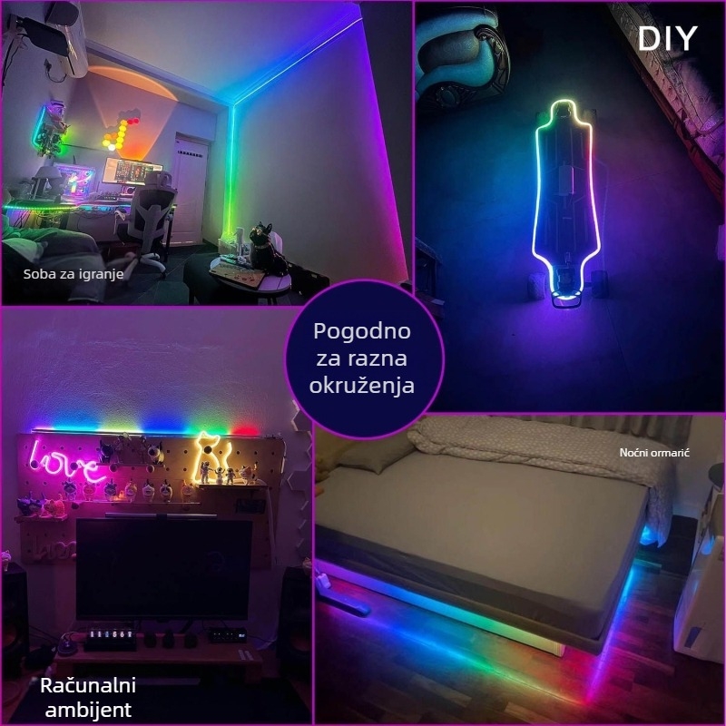 5V neonska LED traka set – vanjska vodootporna, mekano svjetlo za zaštitu očiju, upravljanje glazbom, duljina 5 m
