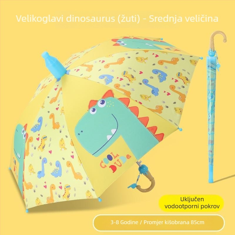 Dječji kišobran s dugom drškom i vodootpornim zaštitnim kućištem, UPF 50+, za vrtić i školu
