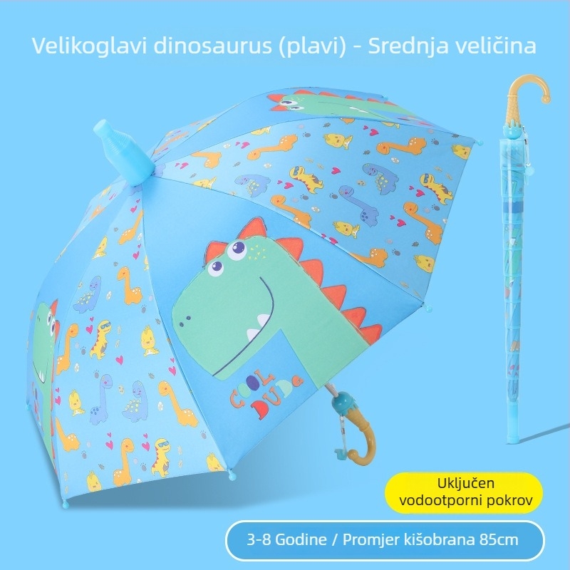 Dječji kišobran s dugom drškom i vodootpornim zaštitnim kućištem, UPF 50+, za vrtić i školu