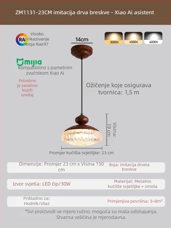 Francuski stil vintage viseća svjetiljka za spavaću sobu, retro dizajn s kristalno-smolnom materijom, pogodna za blagovaonicu i bar