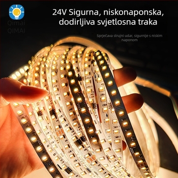 2835 LED traka s dvostrukom temperaturom boje, tekući tok svjetla i efekt proganjanja svjetla, trobojna promjena boje, 24V niskonaponsko unutarnje osvjetljenje za svadbenu dvoranu