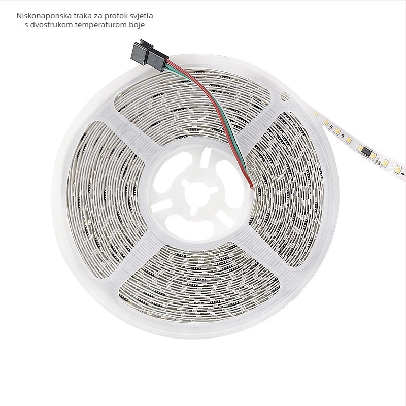 2835 LED traka s dvostrukom temperaturom boje, tekući tok svjetla i efekt proganjanja svjetla, trobojna promjena boje, 24V niskonaponsko unutarnje osvjetljenje za svadbenu dvoranu
