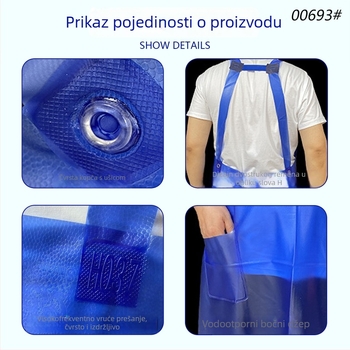 PVC pregača za kuhinju i rukovanje ribama, vodootporna, otporna na ulje i mrlje, radna odjeća bez rukava