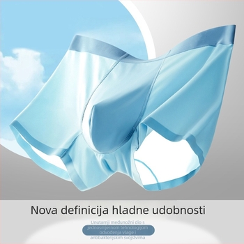 Muške bezšivne bokserice od ice-silk materijala, lagane i prozračne za ljeto, srednjeg struka, plus veličina.
