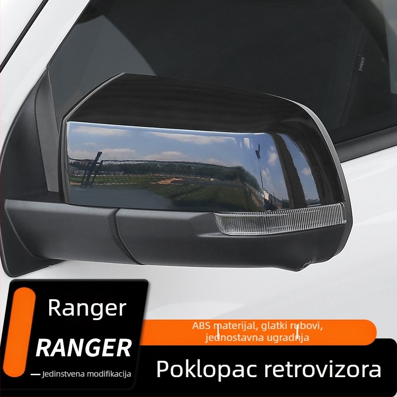 Poklopac ogledala Ford Ranger, elektroplatirano karbonsko vlakno, sjajna crna dekorativna maska