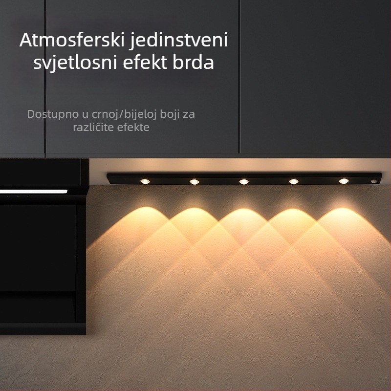 LED pametan senzor pokreta za vinsku komoru i garderobu, ambijentalno noćno svjetlo, punjiva svjetleća traka za ormar
