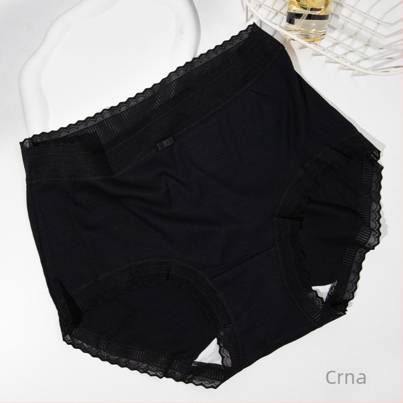 Xiaolan Skirt R029 Ženske gaćice s srednjim strukom i čipkastim rubom, klasična rib serija jesen-zima, mekane i nježne za kožu