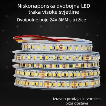 LED trak 24V s dvostrukom temperaturom boje (2835) za spavaću sobu, dnevnu sobu, strop i garderobu – toplo ambijentalno osvjetljenje u tri boje