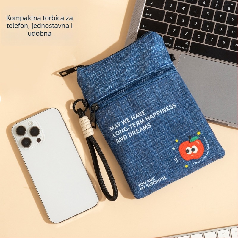 Crossbody denim organizator dokumenata za putovanja – putovnica, karte, osobna iskaznica, kartice i telefon