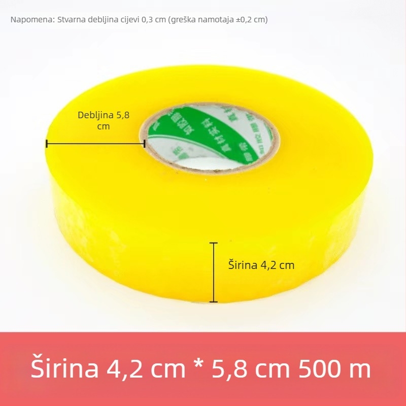 Prozirna ambalažna traka, 500 m, veliki kolut, žuta, za brtvljenje i pakiranje, kućna upotreba
