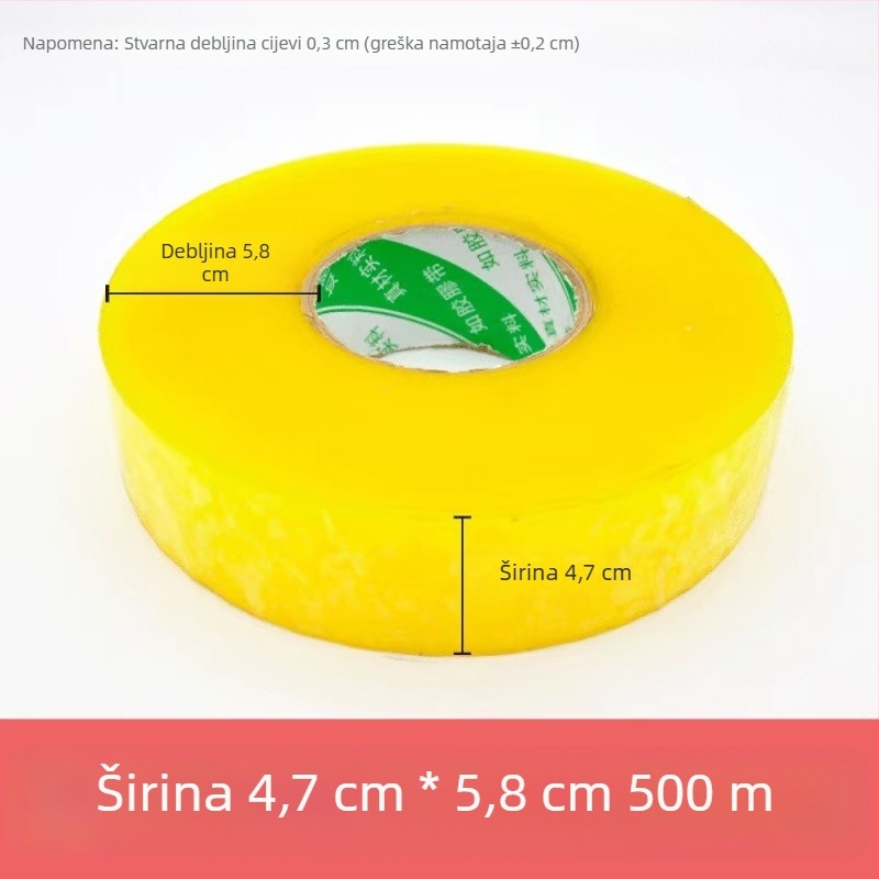 Prozirna ambalažna traka, 500 m, veliki kolut, žuta, za brtvljenje i pakiranje, kućna upotreba