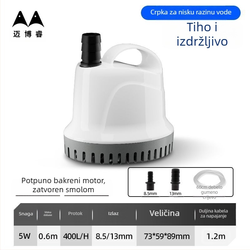 Akvarijska pumpa za cirkulaciju vode, tri u jednom, potopna, izuzetno tiha, kućna upotreba, mini s donjim usisavanjem