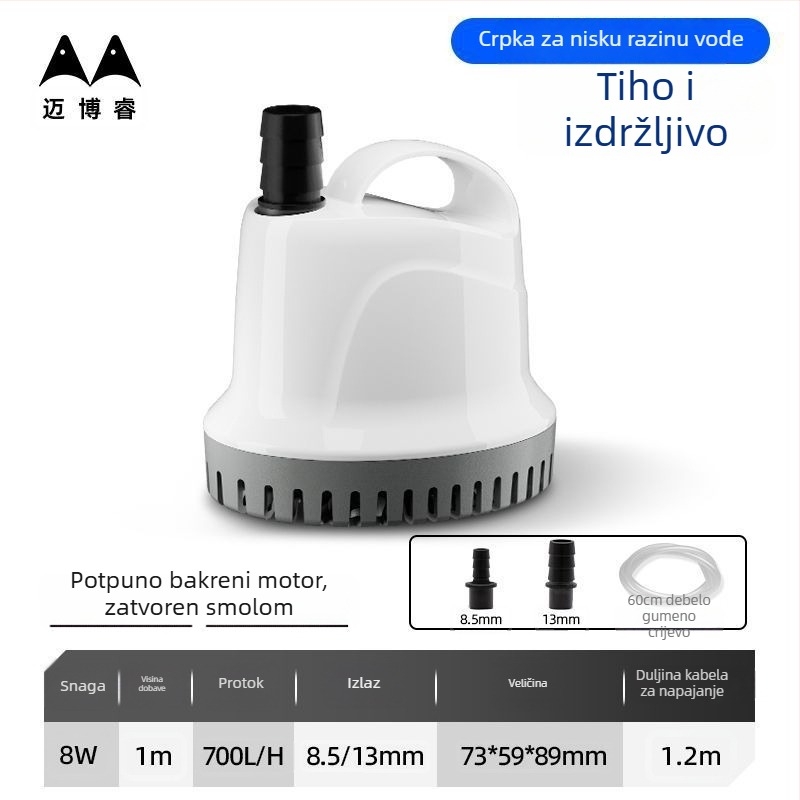 Akvarijska pumpa za cirkulaciju vode, tri u jednom, potopna, izuzetno tiha, kućna upotreba, mini s donjim usisavanjem