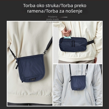 Protukrađački držač za putovnicu i osobnu iskaznicu na vratu s džepom za telefon, višenamjenska torba oko pojasa za šetnje i aktivnosti na otvorenom