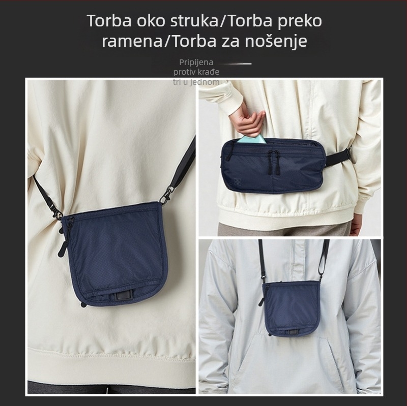 Protukrađački držač za putovnicu i osobnu iskaznicu na vratu s džepom za telefon, višenamjenska torba oko pojasa za šetnje i aktivnosti na otvorenom
