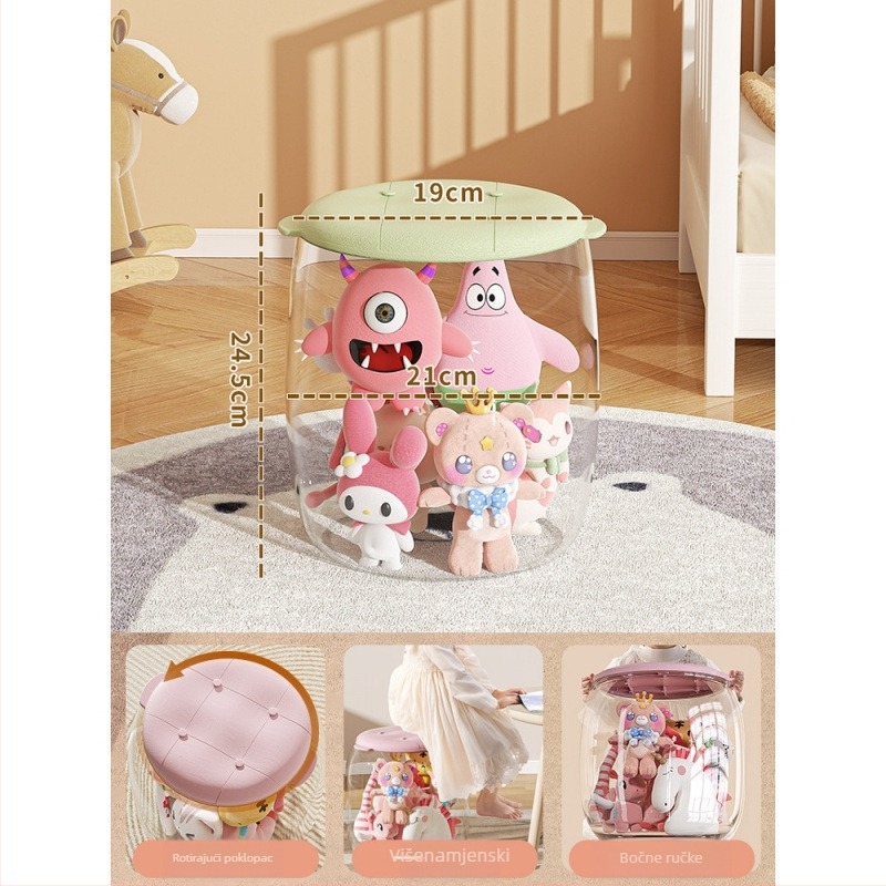 Prozirna kutija za skladištenje lutaka i plišanih igračaka, organizator za dnevni boravak, velika kutija – američki stil