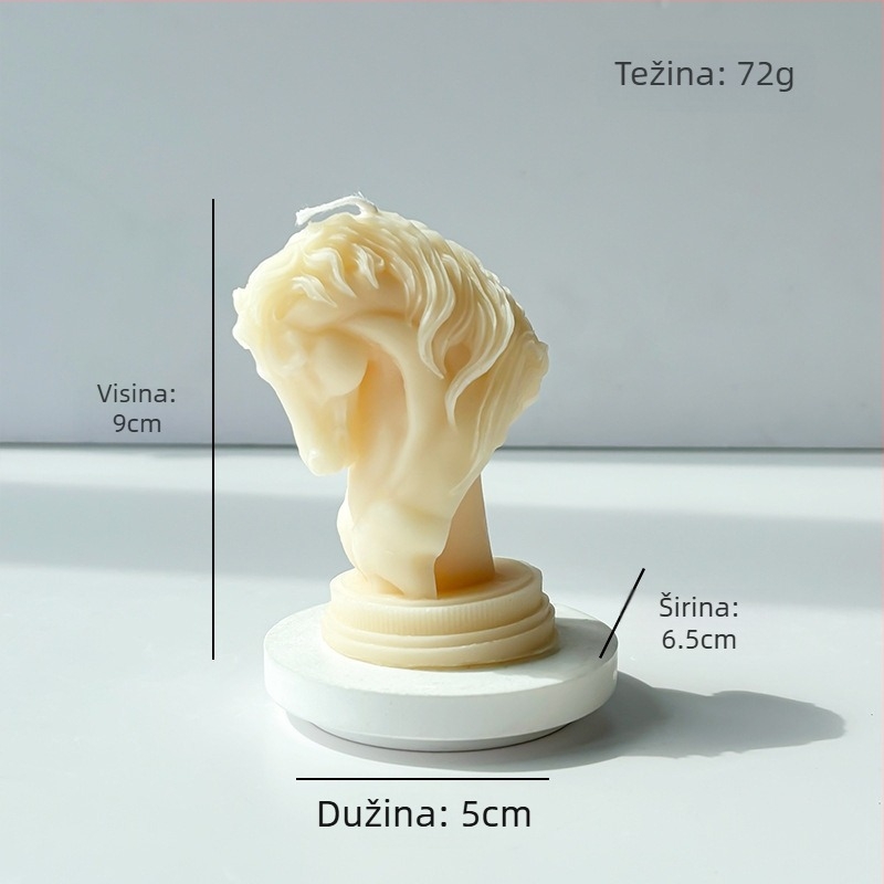 Svijeća s glavom konja – ručno izrađena kućna dekoracija, aromatična svijeća od sojinog voska, DIY dodatak