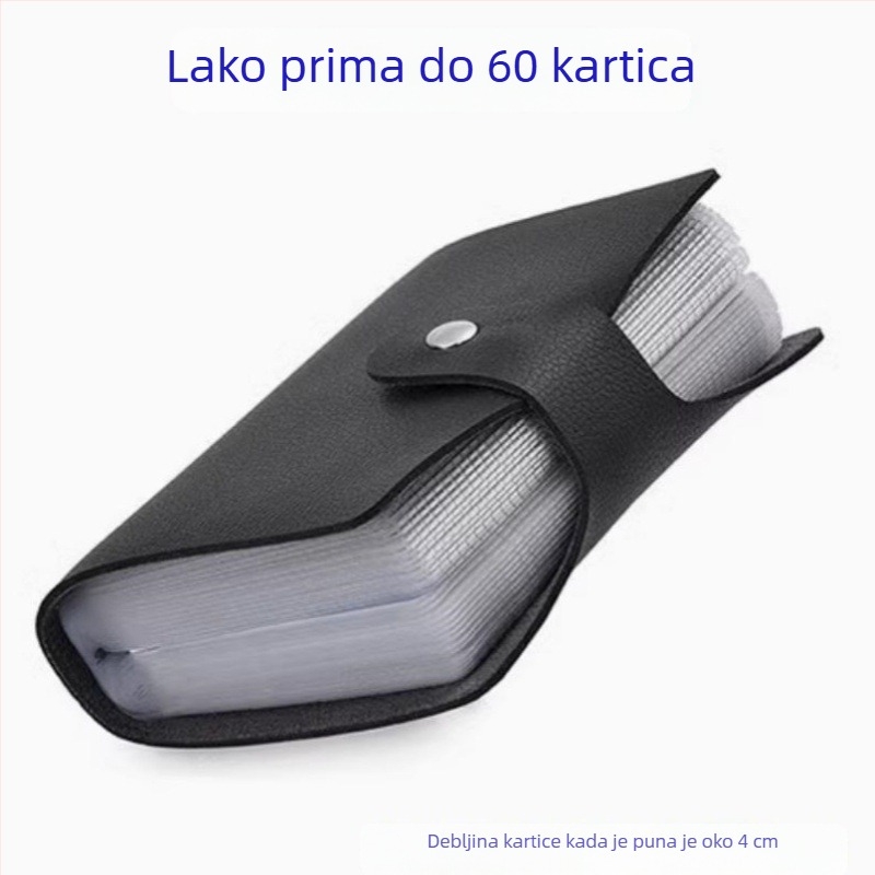 Držač za kartice u korejskom stilu, unisex, višestruki pretinci za kartice, minimalistički dizajn s velikim kapacitetom, 60 pretinaca za kartice, zaštita od demagnetizacije