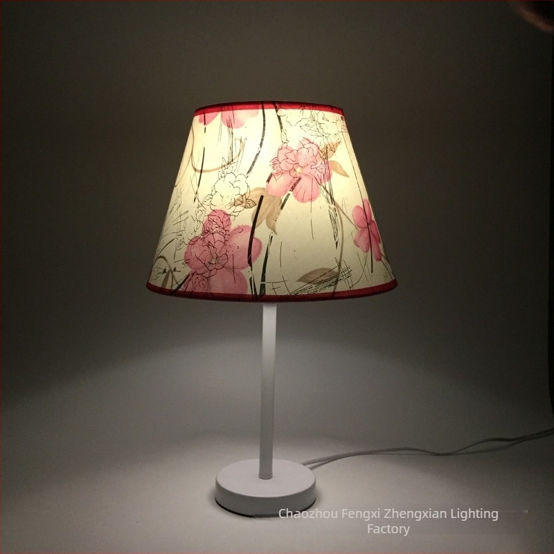 Kineskog stila retro stolna lampa s platnenim abažurom, E27 držač, cvjetni dizajn, za spavaću sobu, dom ili hotelski hodnik
