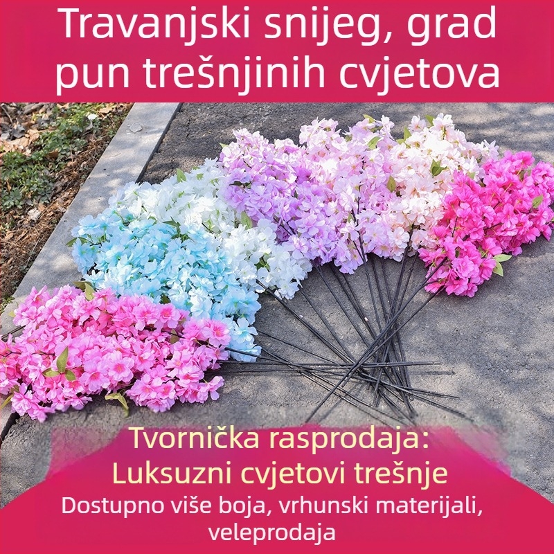 Guste umjetne grančice trešnje s hodvabnim cvjetovima – dekoracija unutarnjeg stropa i svadbenih lukova