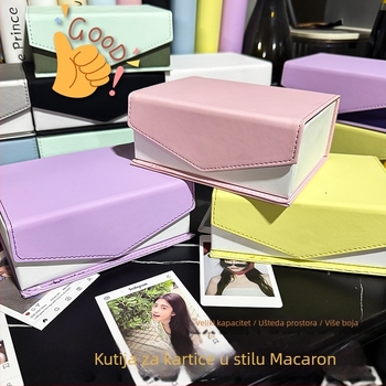 Kutija za kartice u makaron-stilu, jednobojna, s poklopcem, može primiti 3 kartice, velik kapacitet