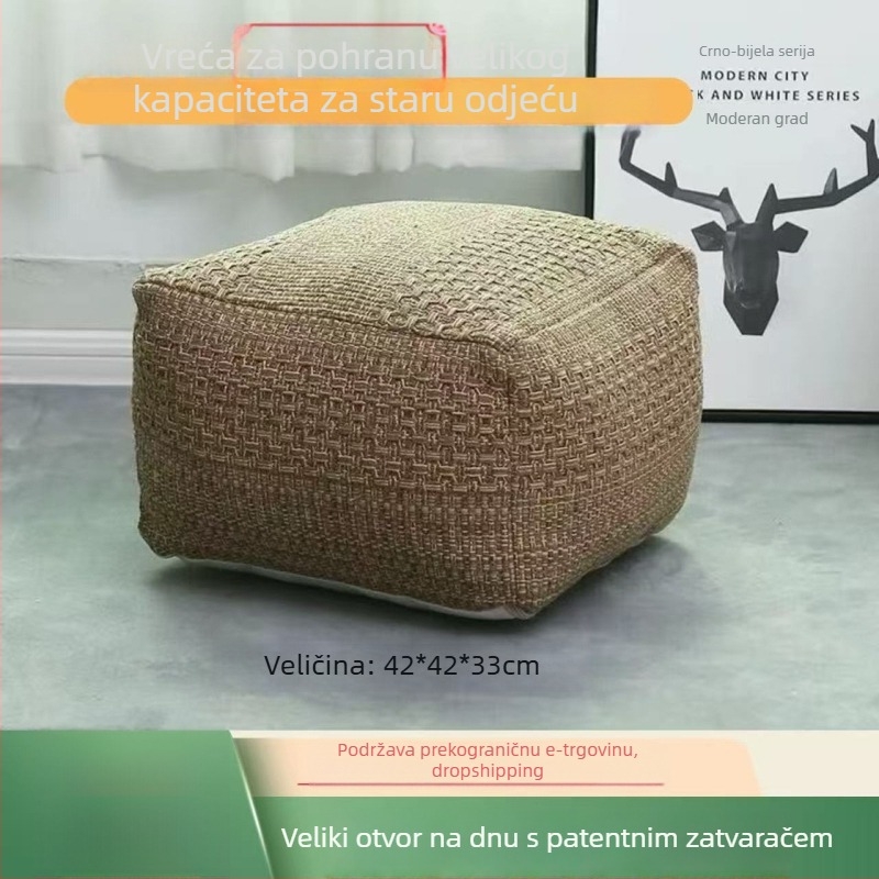 Tekstilni skladišni taburekvadratnog oblika, 42×42×33 cm, 35 L, s uklonjivim pokrovom, višenamjenski organizator za kapute i lutke