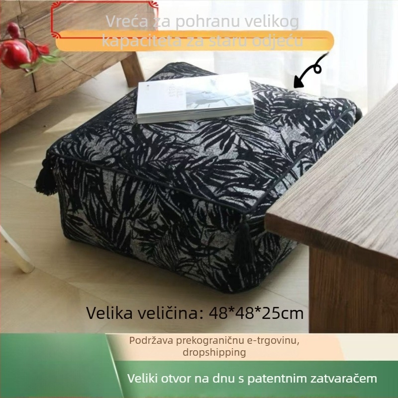 Tekstilni skladišni taburekvadratnog oblika, 42×42×33 cm, 35 L, s uklonjivim pokrovom, višenamjenski organizator za kapute i lutke