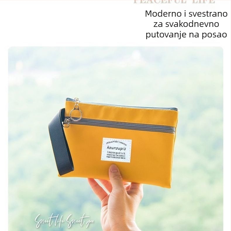 Nova dvostruka torbica u korejskom stilu, platnena torbica s zatvaračem za telefon i novčiće, clutch, 2-u-1