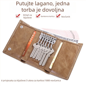 Muški PU kožni torbica za ključeve s velikom kapacitetom i držačem kartica