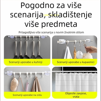 Kuke za zavjese s teleskopskom šipkom – bez bušenja, ljepljiva kuka za zavjese i sušenje odjeće