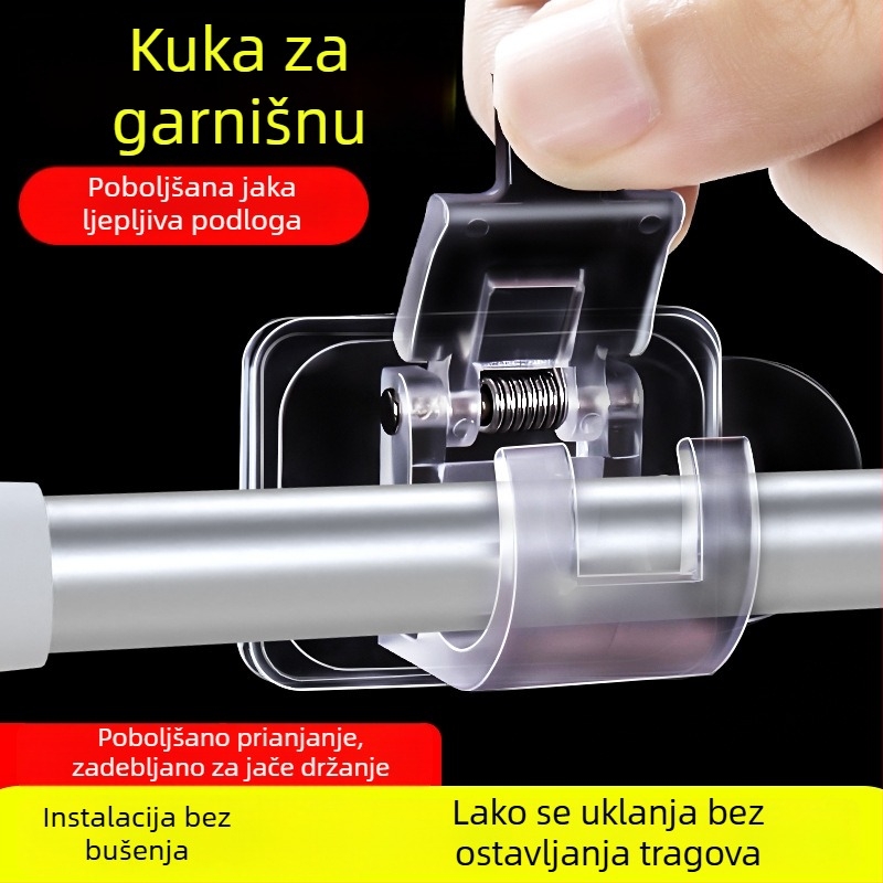 Kuke za zavjese s teleskopskom šipkom – bez bušenja, ljepljiva kuka za zavjese i sušenje odjeće